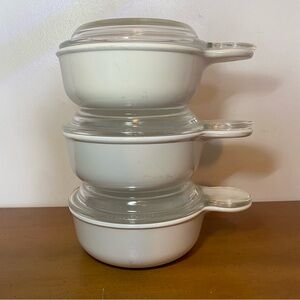 3 Corning Ware GRAB IT Bowls P-150-B  & Glass Lids Excellent Condition
